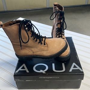 AQUA Tan Combat Boots for Women Size 6.5